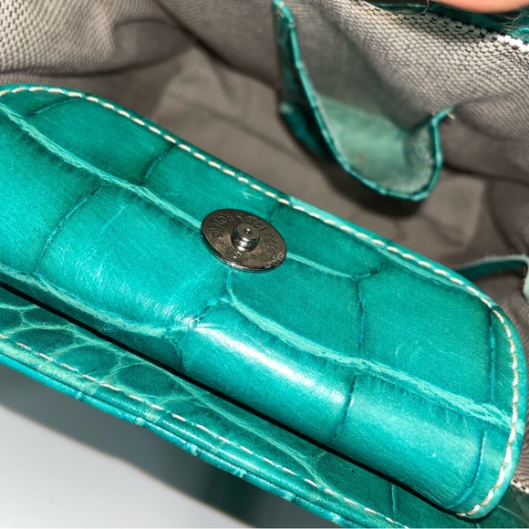Rare Dooney & Bourke North South Nile Croc Shoulder Tote Bag Green Aqua - Picture 6 of 11